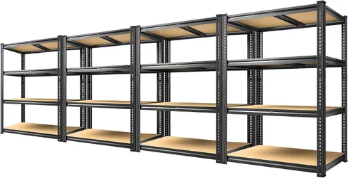 Miniatura 7 de REIBII Estantería de garaje de 60.1 pulgadas de alto, estantes de almacenamiento resistentes, 1800 libras, estantes de metal de 4 niveles ajustables