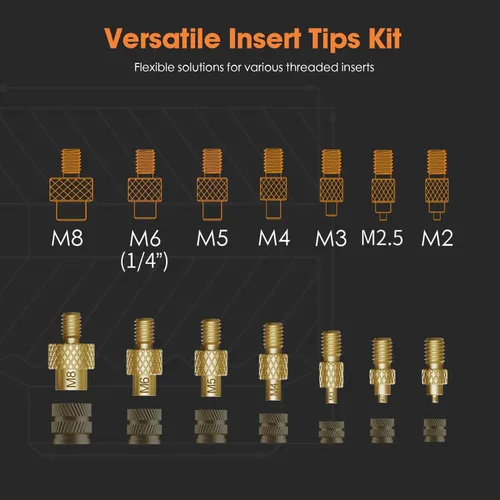 Miniatura 2 de Puntas de inserción termofijas para insertos roscados M2 M2.5 M3 M4 M5 M6 M8, puntas de soldadura compatibles con hierros Weller SP40NUS/Hakko