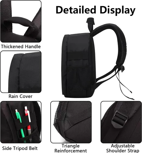 Miniatura 3 de Mochila para cámara profesional para cámara DSLR/SLR sin espejo, mochila de fotografía para mujeres y hombres, fotógrafos, funda para cámara