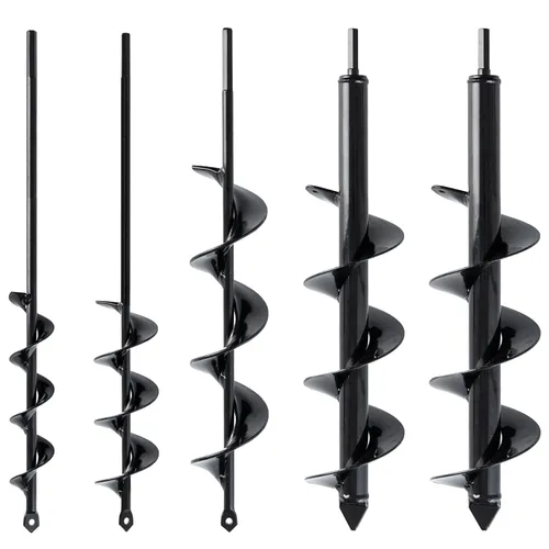 Juego de 5 brocas para plantar (1.6 x 16 pulgadas, 2 x 16 pulgadas, 2.6 x 16 pulgadas, 3 x 16 pulgadas, 3.5 x 16 pulgadas) – Taladro de jardín fácil