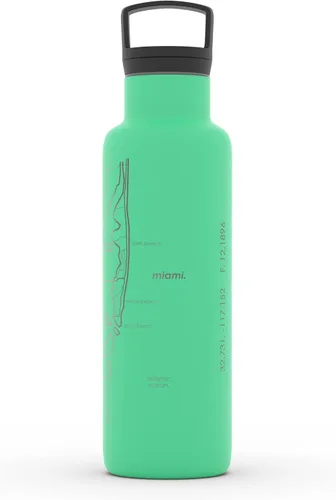 Miniatura 22 de Well Told Botella de agua aislada con mapa de Washington DC grabado, botella de acero inoxidable grabada (21 onzas, blanco) botella aislada de mapa