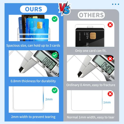 Miniatura 7 de Vetoo Paquete de 100 fundas verticales para tarjetas de identificación con nombre, impermeables, de plástico transparente, PVC, con cremallera