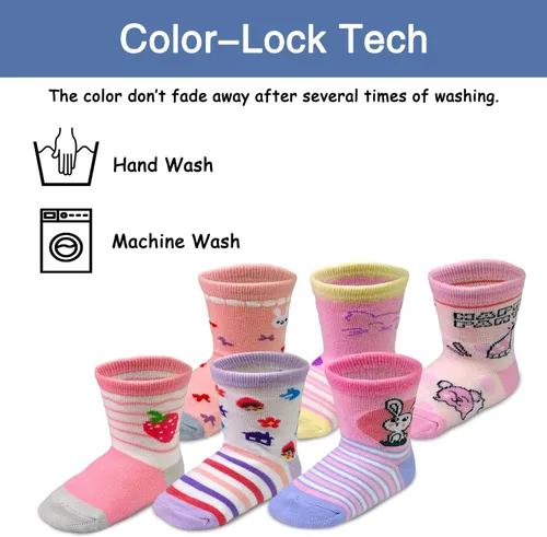 Miniatura 5 de SkiBeaut Calcetines antideslizantes para niños y niñas de 1 a 7 años, 12 pares de calcetines para niños y niñas