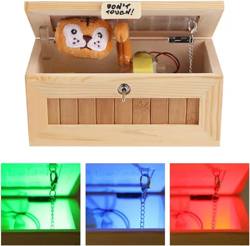 Miniatura 2 de Cryfokt Dont Touch - Caja de madera electrónica USB para ahorrar dinero, divertida e interactiva, juguete para aliviar el estrés, decoración