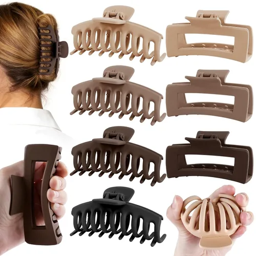 Miniatura 8 de TOCESS Pinzas de silicona para el cabello: paquete de 4 pinzas de garra mate grandes flexibles e irrompibles para mujeres de cabello grueso/fino