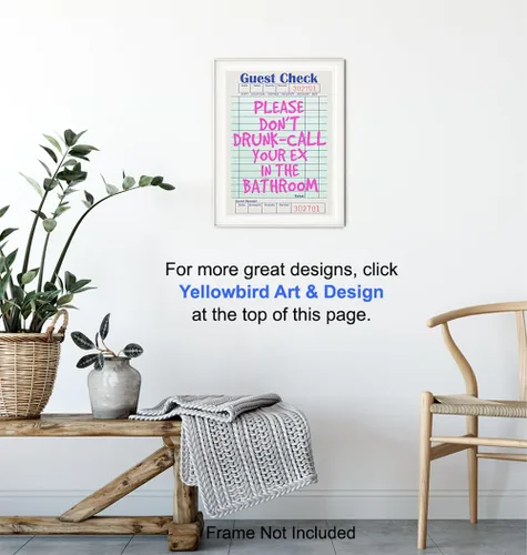 Miniatura 6 de Arte de pared de baño preppy para mujeres - divertido y moderno letrero de baño para invitados - imágenes de accesorios de baño rosa retro moderno