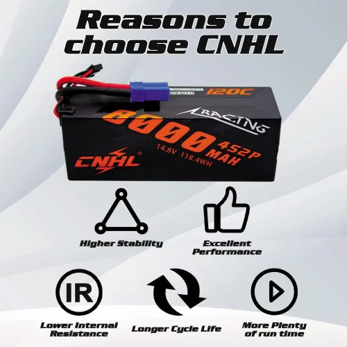 Miniatura 4 de CNHL 4S Lipo Batería 8000mAh 120C 14.8V con conector EC5 Estuche rígido para RC Car Truck Tank Buggy Truggy Racing Hobby