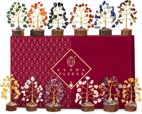 Miniatura 15 de Árbol de la vida de cristal de amatista curativos de chakras, árboles bonsái de Feng Shui para energía positiva, dinero, buena suerte, árbol