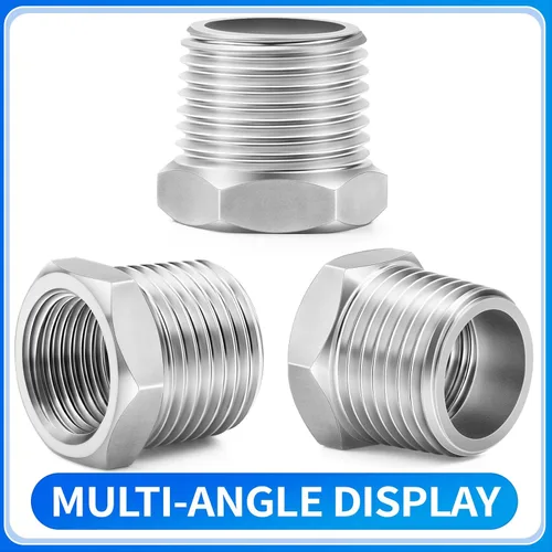 Miniatura 3 de ChillWaves Montaje de tubería de acero inoxidable 304, buje hexagonal reductor 1/2 pulgada NPT macho x adaptador de rosca hembra NPT de 1/4 pulgadas