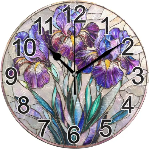Miniatura 57 de Hummingbird - Reloj de pared de resorte redondo de 10 pulgadas, sin tictac, silencioso, funciona con pilas, reloj analógico atómico de cuarzo