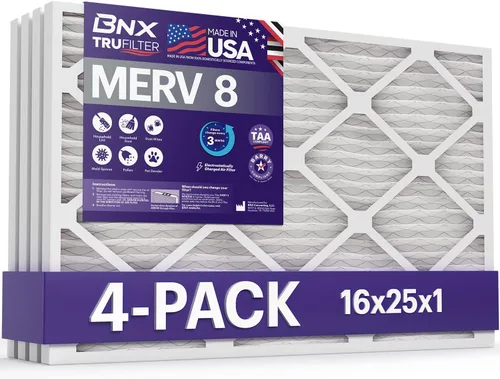 Miniatura 16 de BNX TruFilter - Filtro de aire MERV 8 de 16 x 25 x 1 pulgadas (paquete de 12) – Fabricado en Estados Unidos – Protección contra el polvo