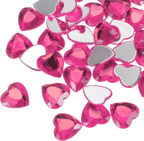 Miniatura 38 de MECCANIXITY 20 piezas de diamantes de imitación acrílicos de corazón de 0.787 pulgadas (0.787 in) con parte trasera plana, gemas de plástico