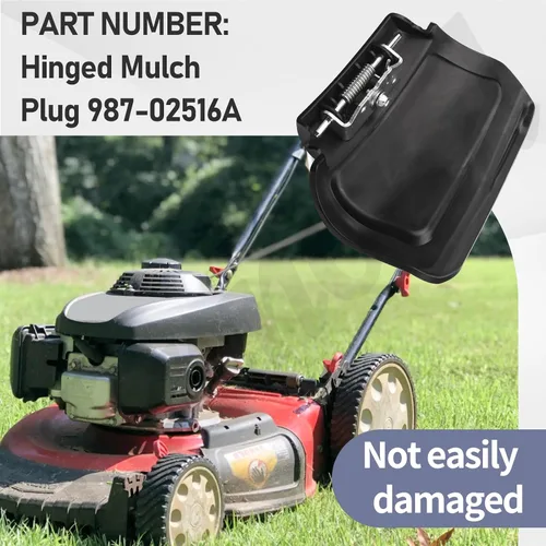 Miniatura 7 de 987-02516A Tapón de mantillo con bisagras para MTD, Troy-Bilt, CUB Cadet cortacésped de 21 pulgadas con pasador de bisagra 747-0710A y resorte
