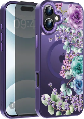Miniatura 62 de Goodon Funda para iPhone 17 Pro con protector de pantalla de privacidad, compatible con Magsafe, a prueba de golpes, translúcida mate, bonita funda