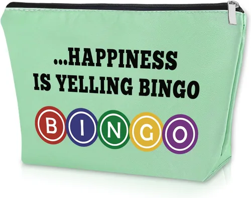 Miniatura 13 de Sazuwu Bingo Regalos Bolsa de Maquillaje Bingo Amantes Regalos Cosméticos Bolsa de Cumpleaños Regalos de Navidad Bolsa de viaje, Beige, 40 W/32 L