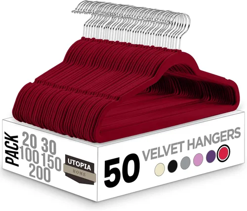 Miniatura 32 de Utopia Home Perchas de terciopelo paquete de 50 – Perchas antideslizantes con gancho giratorio de 360 grados – para pantalones, abrigos, camisas