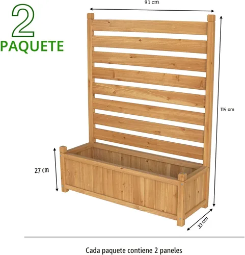 Miniatura 6 de GDLF Valla para Aire Acondicionado, Pantalla de Privacidad de Madera para Exteriores con Jardinera para Bote de Basura, Equipo de Piscina, Kit Sin