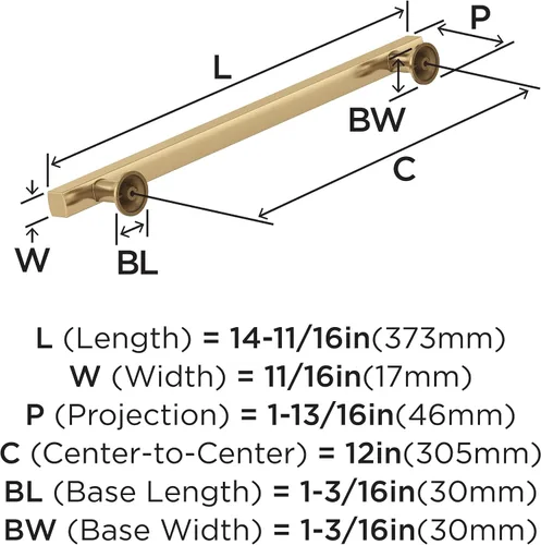 Miniatura 6 de Amerock Corp BP37110CZ Everett - Tirador para gabinete (12 pulgadas), de centro a centro, bronce champán