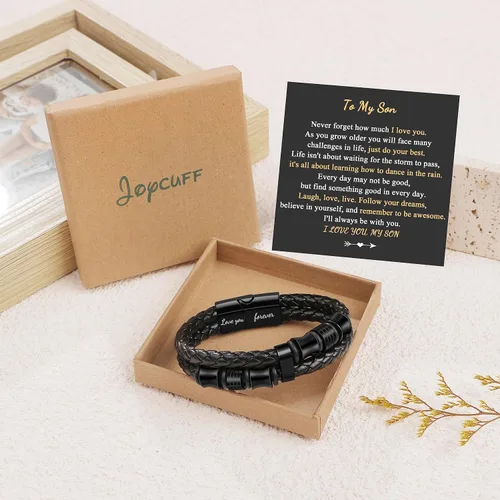 Miniatura 6 de Cierre de acero inoxidable trenzado para hombres, papá, marido, novio, hijo, hermano, hermano, grabado con Love You Forever, joyería para el día