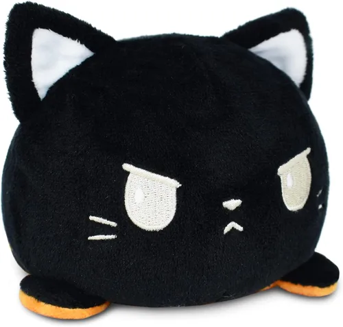 TeeTurtle - El peluche reversible original de gato - Negro + Calabaza - Lindos animales de peluche con sensores para mostrar tu estado de ánimo -