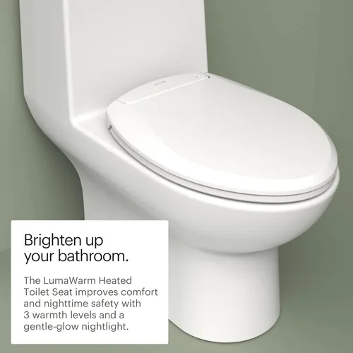 Miniatura 3 de Brondell L60-EW LumaWarm Asiento de inodoro alargado con luz nocturna calefaccionada, blanco