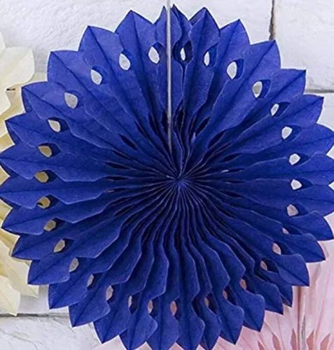 Miniatura 5 de 16 piezas de decoración de fiesta de graduación azul y amarillo de Minions para colgar en cumpleaños, abanicos de papel, rosetas, panales, faroles