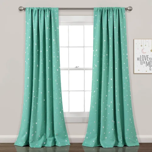 Miniatura 12 de Lush Decor Star - Par de paneles de cortinas opacas para ventana, 63 pulgadas de largo x 52 pulgadas de ancho, gris claro