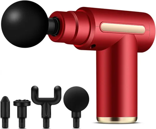 Miniatura 10 de Pistola de masaje, masajeador muscular de percusión de tejidos profundos, pistola de masaje de viaje de metal completo, con 6 velocidades y 4 Negro