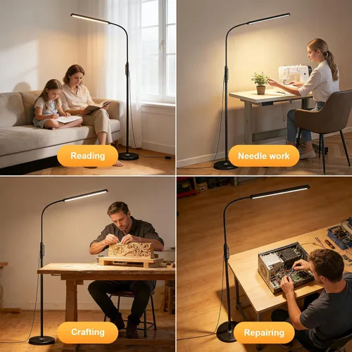 Miniatura 2 de Lámparas LED brillantes de pie de lectura que protegen los ojos, atenuación táctil y remota, 3000-6000k, dibujo de tatuajes, manualidades