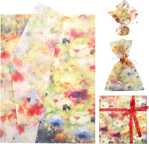 Miniatura 13 de Benvo 20 hojas de papel de seda con estampado floral 20 pulgadas x 29 pulgadas papel de decoupage decorativo papel de seda para regalos envoltura