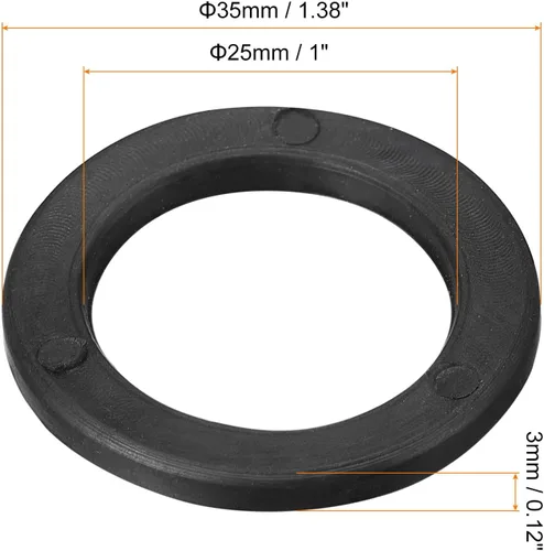 Miniatura 2 de uxcell Arandela de mancuernas, 5 arandelas de goma planas de 0.98 pulgadas x 1.18 pulgadas x 0.18 pulgadas para mancuernas de barra, color negro