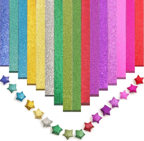 Miniatura 9 de FoDau770 Tiras de papel de estrella de color sólido, 1080 hojas de papel de estrella de origami para manualidades, regalo, proyecto de bricolaje, 10
