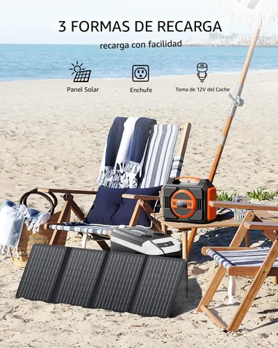 Miniatura 3 de Generador de Energía Solar de 300W Nominal, Estación de Energía Generador Solar Portátil con Paneles Solares de 40W Incluidos, Banco de Energía