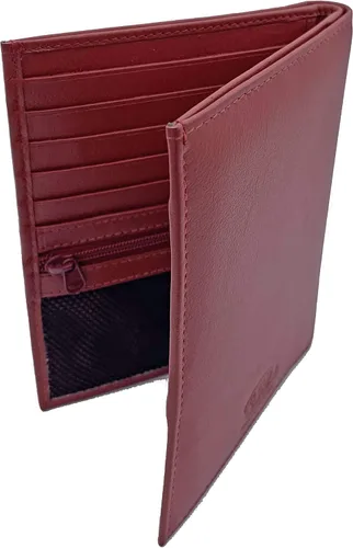 Miniatura 5 de Cartera de pasaporte de cuero genuino RFID, Rojo -, Cartera Rfid
