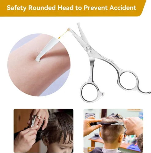 Miniatura 4 de Kit profesional de tijeras de corte de pelo para niños, puntas redondeadas, tijeras de corte de pelo de peluquería (6.1 pulgadas) y tijeras de corte