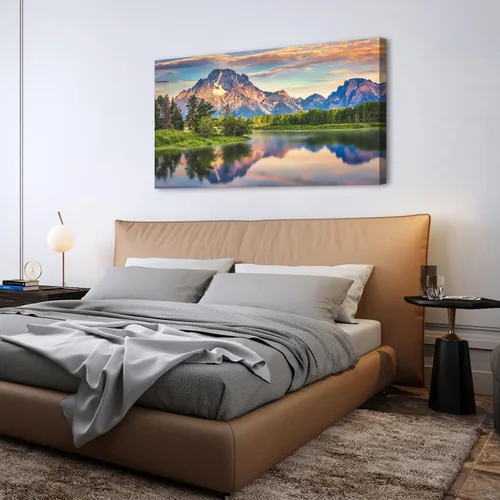 Miniatura 4 de Arte de pared del Parque Nacional Grand Teton, paisaje panorámico del lago de montaña, lienzo para decoración de pared para sala de estar, Montaña