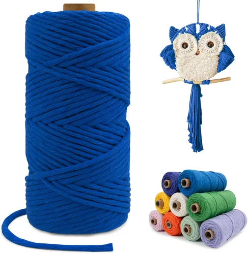 Miniatura 63 de Cuerda de macramé de una sola hebra de 0.197 in x 110 yardas, cuerda de macramé de algodón natural de 0.197 in, cuerda de algodón grueso para colgar