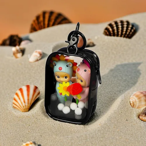 Miniatura 3 de Bolsa de Exhibición de Figuras Transparente con Llavero, Bolsa de Almacenamiento Portátil para Muñecas Pequeñas Colgante Organizador de Cajas Ciegas