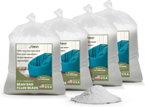 Miniatura 8 de Bean Products Cuentas de repuesto para puf, cuentas de relleno de poliestireno 100% recicladas para un apoyo duradero, granos de relleno