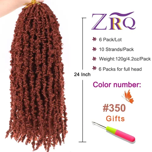 Miniatura 50 de ZRQ Butterfly Locs Cabello de Ganchillo Corto 6 Paquetes Negro Cabello Bob de Ganchillo 8 Pulgadas Locs Sintéticos Desordenados Desgastados Trenzas