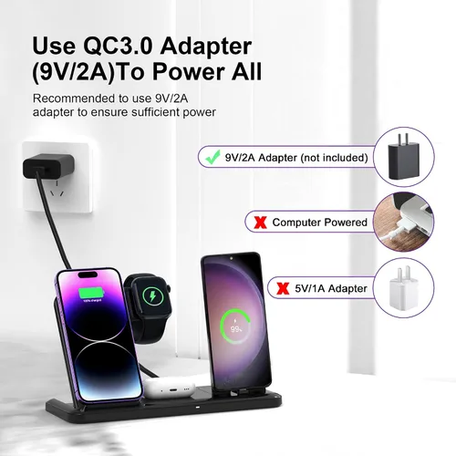 Miniatura 6 de Cargador inalámbrico para estación de carga de iPhone, plegable 4 en 1, carga rápida para iPhone 16, 15, 14, 13, 12 Pro Max, soporte de cargador