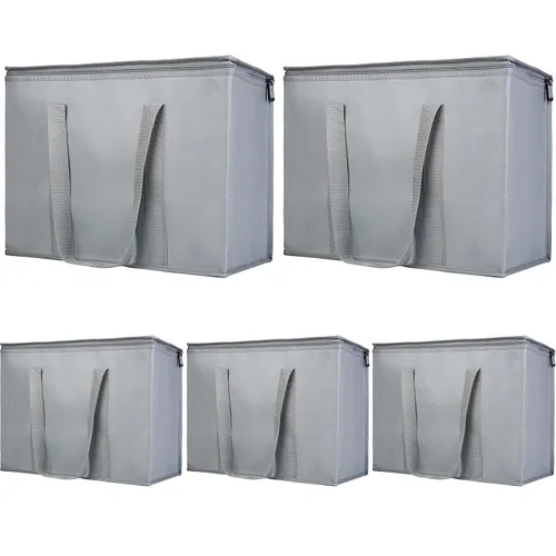 Miniatura 11 de Bodaon - Paquete de 5 bolsas aisladas para entrega de alimentos para comidas frías y calientes, tamaño XXXL, bolsa aislada para catering, bolsa
