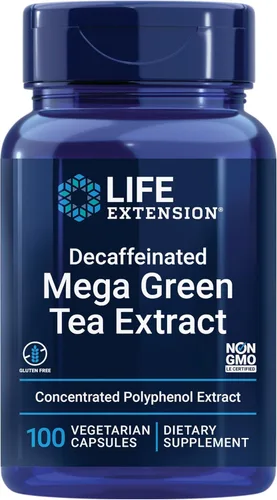 Life Extension Extracto de Té Verde Mega Descafeinado – Rico en Polifenoles, Salud Celular, Salud del Corazón, Salud Cerebral, Protección