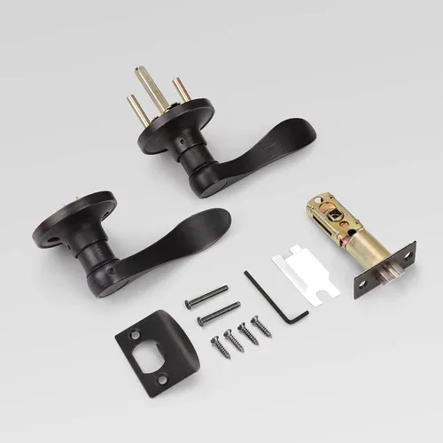 Miniatura 6 de KNOBWELL Paquete de 6 pomos de puerta de bronce aceitado para puerta de paso interior para armario/pasillo, estilo clásico reversible para derecha