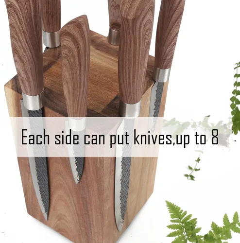 Miniatura 5 de Uniharpa Soporte magnético para cuchillos, giratorio de 360°, soporte de bloque de cuchillos con imán fuerte, organizador de madera de acacia sin