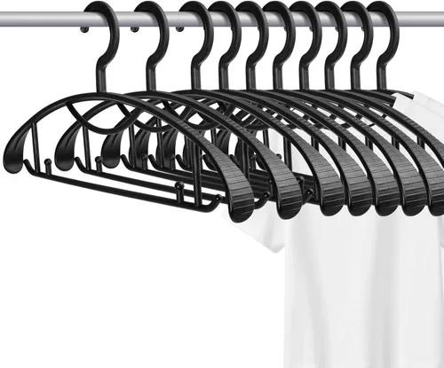 Miniatura 16 de Percha de plástico para ropa, extra gruesa de plástico con hombro ancho para adultos, rotación de 360 grados, antideslizante, percha estándar