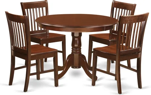 Miniatura 12 de East West Furniture HLNO3-BCH-W Juego de mesa y sillas de cocina de 3 piezas contiene una mesa de comedor redonda con pedestal y 2 sillas