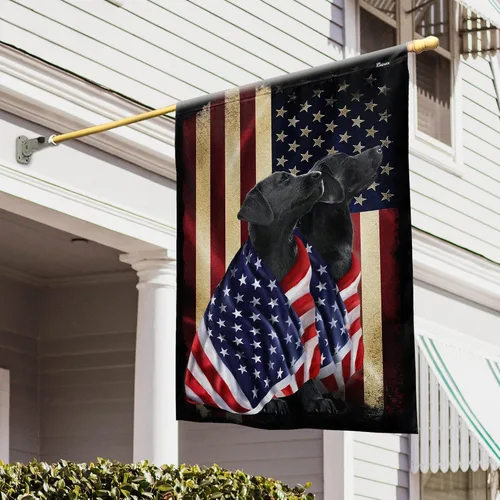FLAGWIX Banderas de perro patriota americano, bandera de perro labrador retriever de doble cara, decoración para el hogar, exterior, bandera