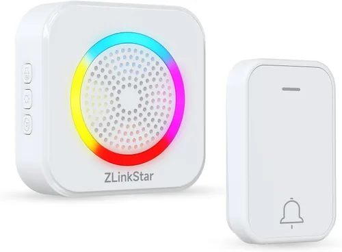 Miniatura 12 de Kit de timbre inalámbrico, timbre autoalimentado sin batería, rango de 600 pies, 63 campanas seleccionables, volumen ajustable con luz RGB, timbre