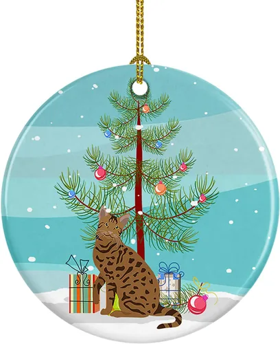 Miniatura 28 de Caroline's Treasures Adorno de cerámica con texto en inglés "Merry Christmas" para colgar en el árbol de Navidad, decoración para el hogar, Navidad